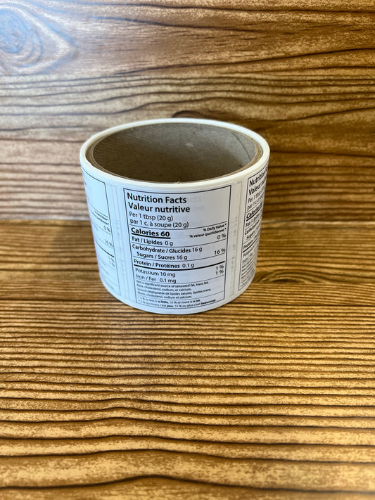 Honey Nutrition Labels